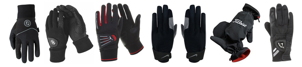 assorted cold weather golf gloves