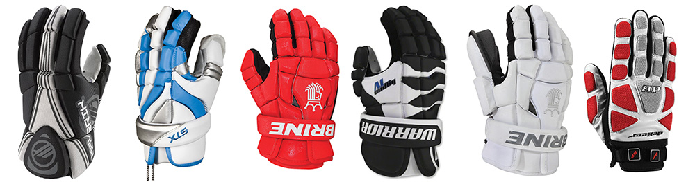 assorted lacrosse gloves